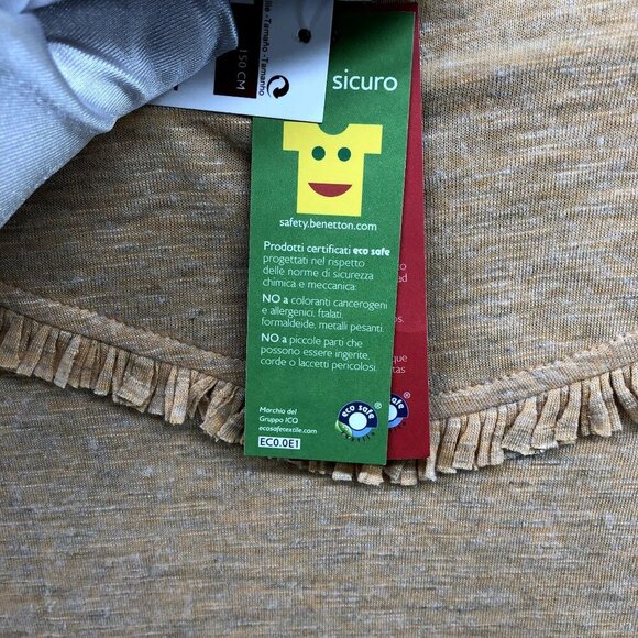 NWT Sisley Girls XL 10-11 Years Linen Blend T Shirt Ruffle Peach Summer 150 cm - Picture 8 of 12